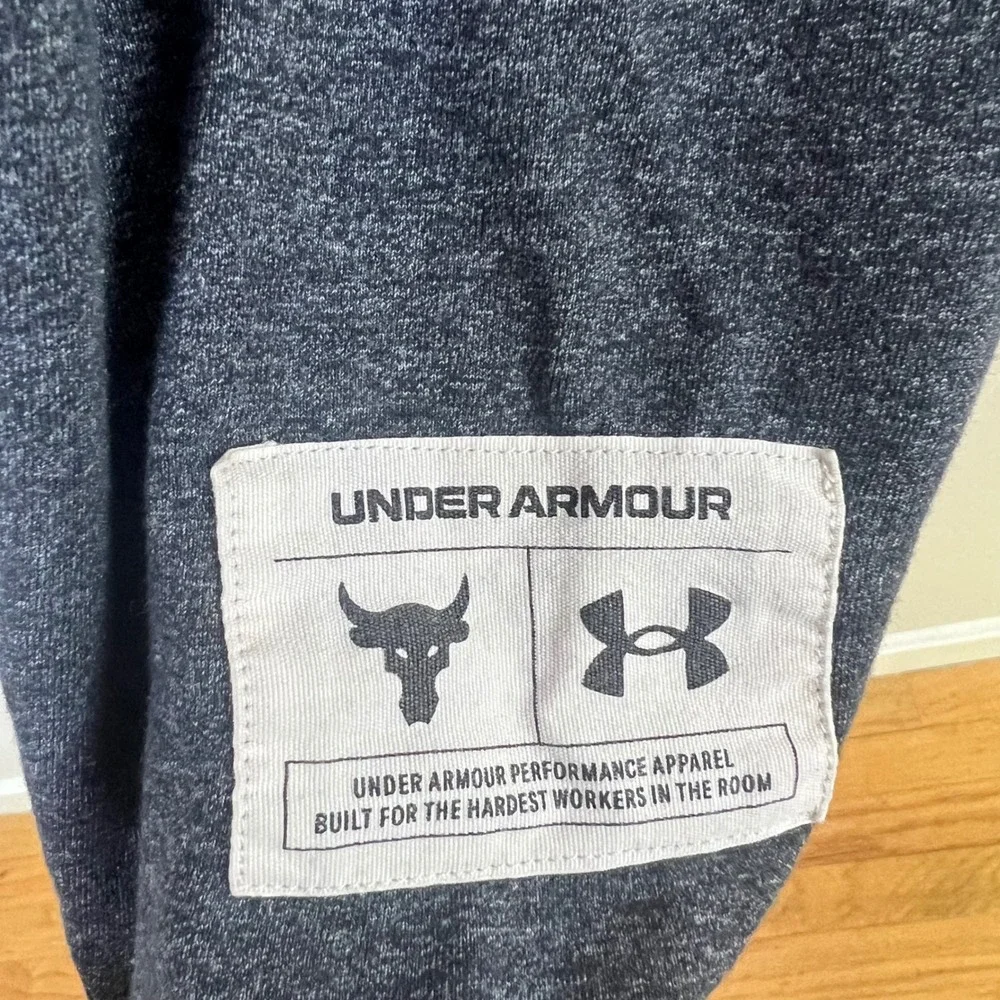 Under Armour T-Shirt Project Rock Blood Sweat Respect Mens Size Large Gray Tee
